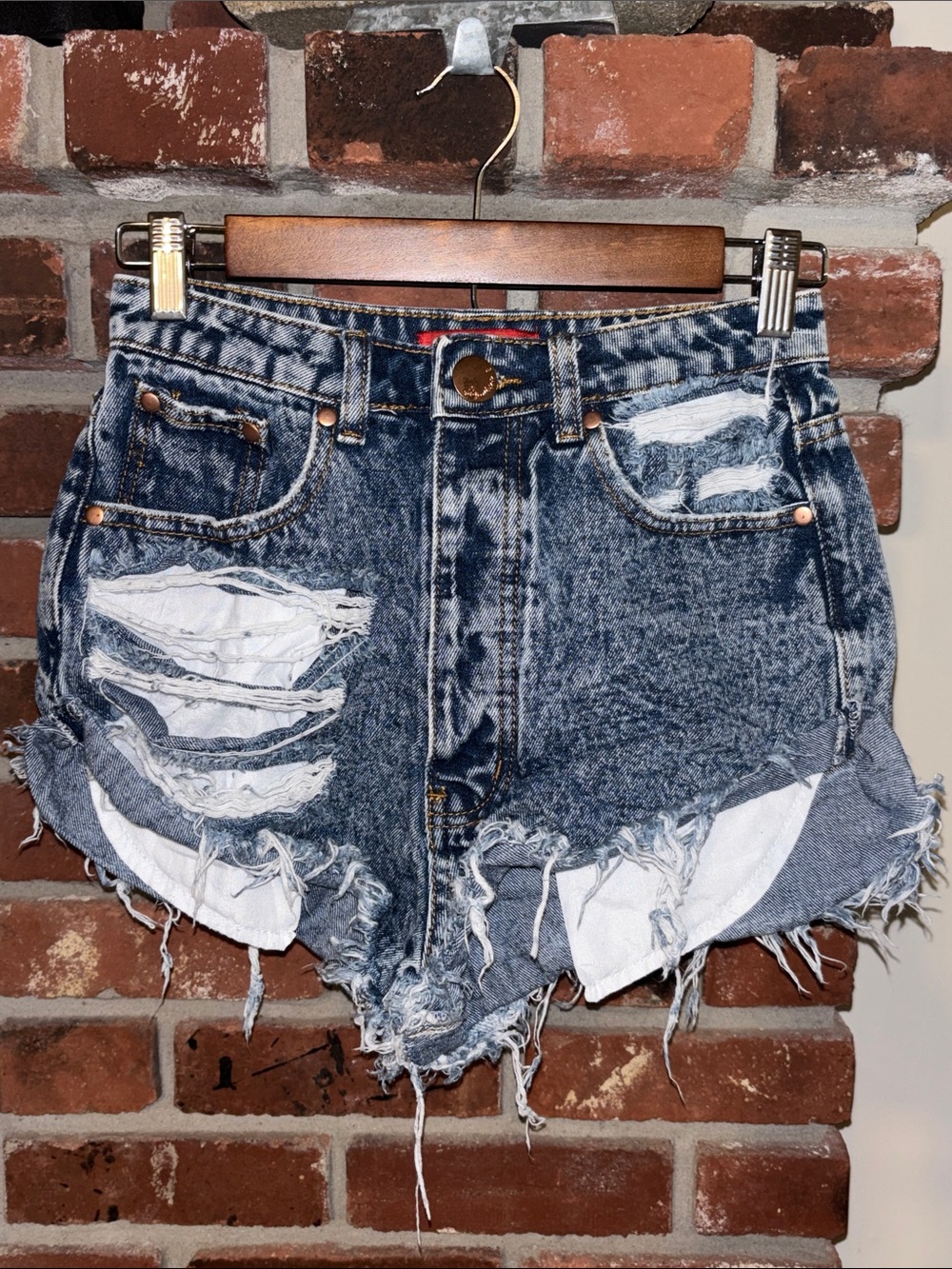 Signature8 Acid-Wash Distressed Jean Shorts - Blue
